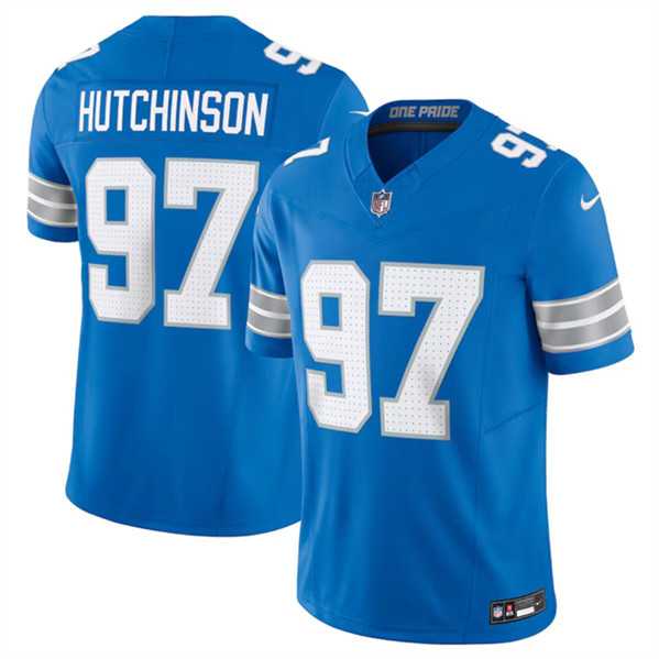 Men & Women & Youth Detroit Lions #97 Aidan Hutchinson Blue 2024 F.U.S.E. Vapor Limited Stitched Jersey